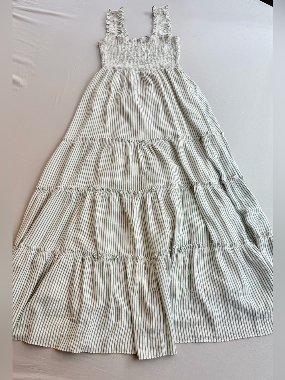 Lucy Paris Striped Maxi Dress Small Smocked Tiered Ruffle Boho